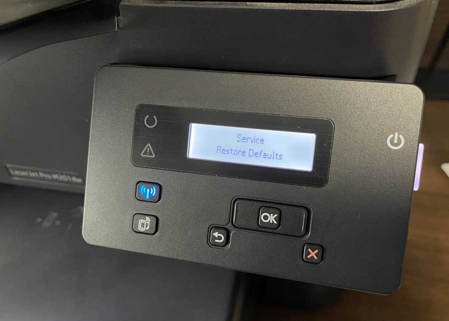 factory reset hp printer